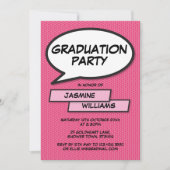 Fun Graduation Party Class of 2022 Girly Pink Einladung (Vorderseite)