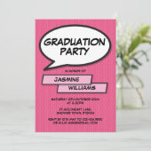 Fun Graduation Party Class of 2022 Girly Pink Einladung (Stehend Vorderseite)