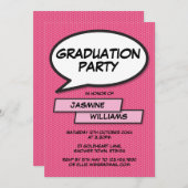 Fun Graduation Party Class of 2022 Girly Pink Einladung (Vorne/Hinten)