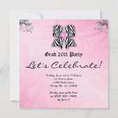 Fun Graduation Party lädt Zebra Bow Pink Silver ei Einladung (Rückseite)