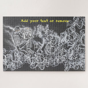 Fun graffiti-geeigneter Mann, der ein Ghettoblaste Puzzle