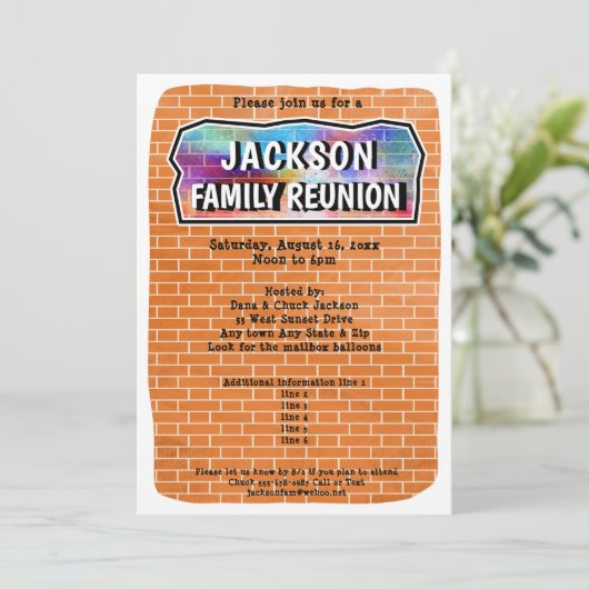 Fun Graffiti Mural Wiedersehen Einladung (Stehend Vorderseite)