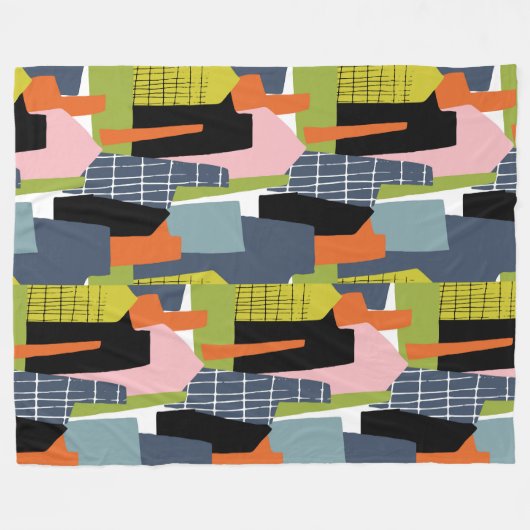 Fun Grafikhäuser abstrakt modernes Limettengrün Fleecedecke (Vorderseite (Horizontal))