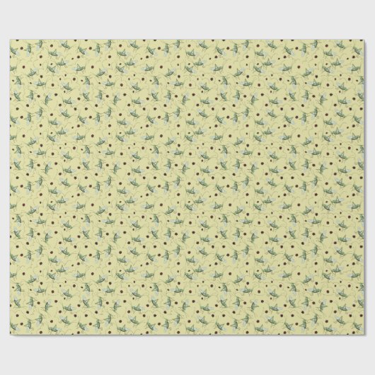 Fun Grasshopper Bug Bonanza Gelb, Grün & Rot Geschenkpapier (Flach)