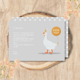 Fun Graue und gelbe Alberne Gänse 1. Geburtstag Pa Dankeskarte