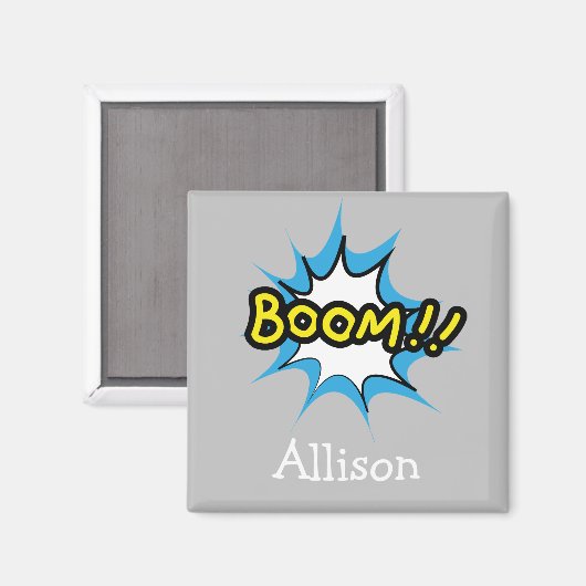 Fun Gray Boom Comic Buchthema Magnet (Vorderseite/Rückseite)