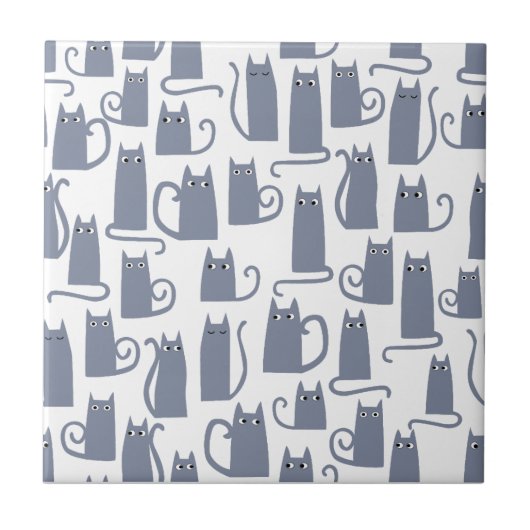 Fun Gray Cat Fliese (Vorderseite)