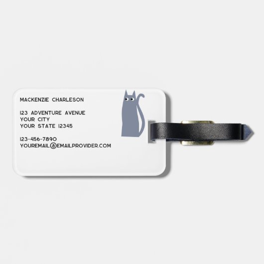 Fun Gray Cat Gepäckanhänger (Rückseite horizontal)