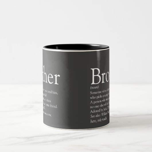 Fun Gray Cool Modern Best Ever Brother Definition Zweifarbige Tasse (Mittel)