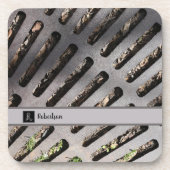 Fun Gray Heavy Metal Grate Look Monogram Getränkeuntersetzer (Vorderseite)