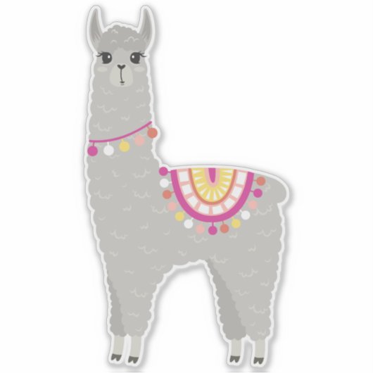 Fun Gray Llama Aufkleber (Vorderseite)