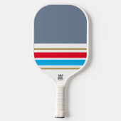 Fun Gray White Hright Red Sky Blue Racing Streifen Pickleball Schläger (Rückseite)