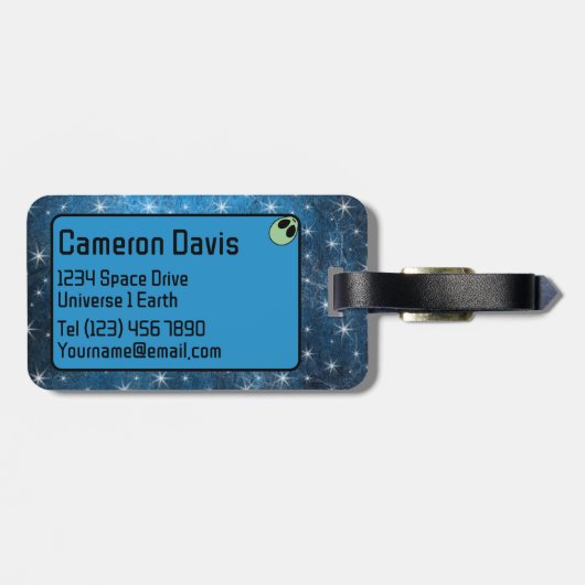 Fun Green Alien Personalisiert Gepäckanhänger (Rückseite horizontal)