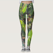 Fun Green Blätter Nature Print Leggings (Vorderseite)