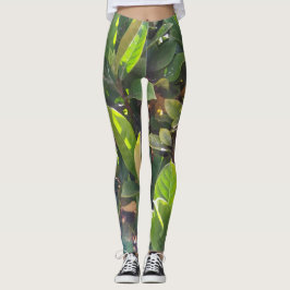 Fun Green Blätter Nature Print Leggings