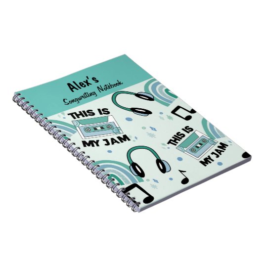 Fun Green Boys Songwriting Notebook Notizblock (Rechte Seite)