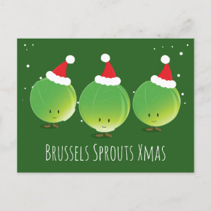 Fun Green Brussels Sprouts Weihnachtsmannmütze Wei Feiertagspostkarte
