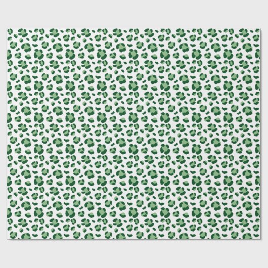 Fun Green Christmas Leopard Print Geschenkpapier (Flach)