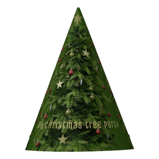 Fun Green Christmas Tree Paper Party Hat Partyhütchen (Vorderseite)