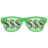 Fun Green Dollar Sign Party Sonnenbrille (Vorderseite)
