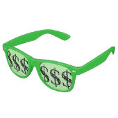 Fun Green Dollar Sign Party Sonnenbrille (Schrägansicht)