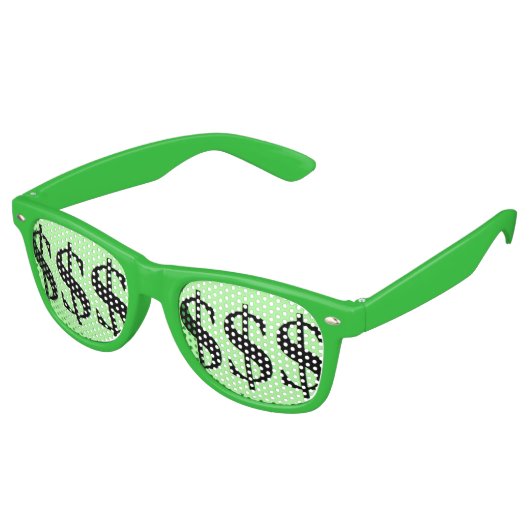 Fun Green Dollar Sign Party Sonnenbrille (Schrägansicht)