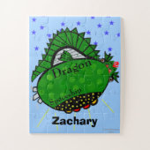 Fun Green Dragon Spaceship Red Fire Mouth Puzzle (Vertikal)