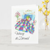 Fun Green Frog bald wieder gut Polnisch grüßen Karte (Gelbe Blume)