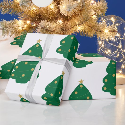 Fun Green & Gold dekoriert Weihnachtsbaum Geschenkpapier (Feiertage)