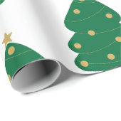 Fun Green & Gold dekoriert Weihnachtsbaum Geschenkpapier (Rolleneckpunkt)