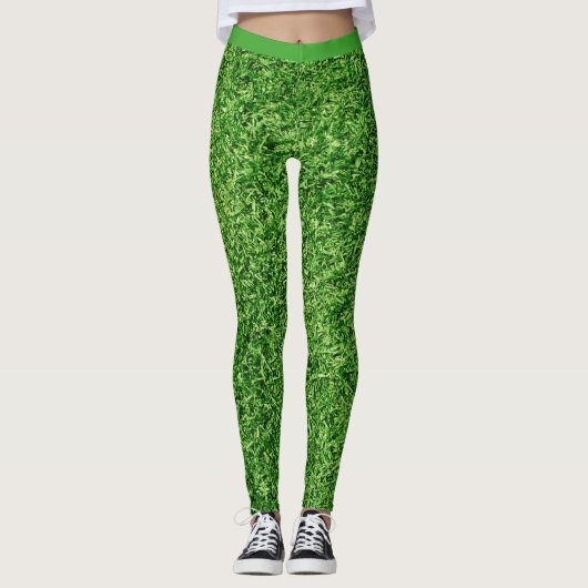 Fun Green Grass Muster Leggings (Vorderseite)