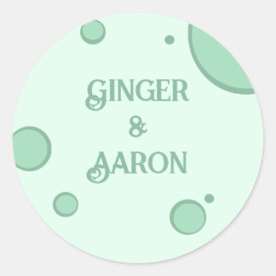 Fun Green Groovy Circles Retro Hochzeit Runder Aufkleber