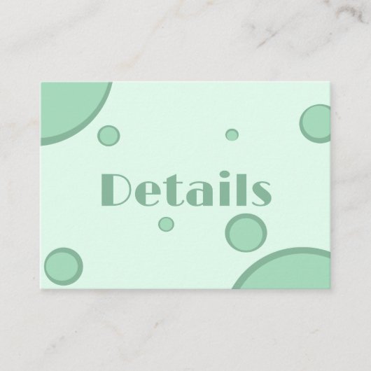 Fun Green Groovy Retro Hochzeitsdetails Begleitkarte (Vorderseite)