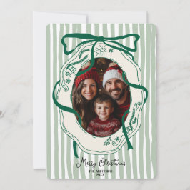 Fun Green Hand Drawn Frohe Weihnachtsfamilie Foto Einladung