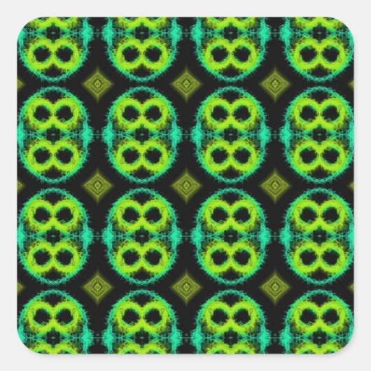 Fun Green Kariert Quadratischer Aufkleber (Vorderseite)
