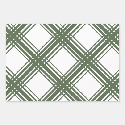 Fun Green Kariert Trio Wrapping Paper Sheets Geschenkpapier Set (Vorderseite 2)