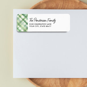 Fun Green Kariert Watercolor Rücksendeadresse