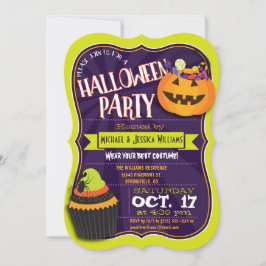 Fun Green & Lila Halloween Costume Party Einladung