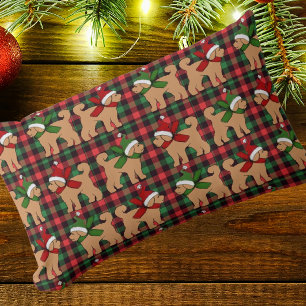Fun Green Red Kariert Niedlich Tan Puppy Lendenkissen