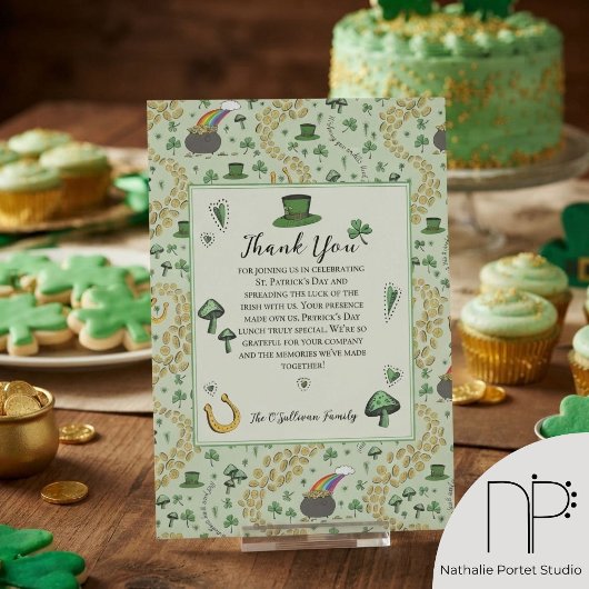 Fun Green St Patricks Day Irish Segen Mittagessen Dankeskarte