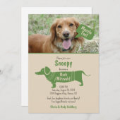 Fun Green Tan Pet Dog Muzzle Tov Bark Mitzvah Einladung (Vorne/Hinten)