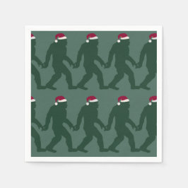 Fun Green Tonal Bigfoot Weihnachten Serviette