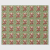 Fun Green Vintag Dancing Santa Claus Geschenkpapier (Flach)