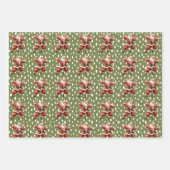 Fun Green Vintag Dancing Santa Claus Geschenkpapier Set (Vorderseite)