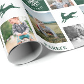 Fun Green Woodland Custom Foto Collage Monogram Geschenkpapier (Rolleneckpunkt)