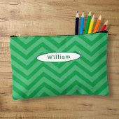 Fun Green Zickzack Pattern Pencil Case Zubehörtasche