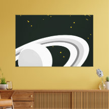 Fun Grey Saturn Planet Rings Green Outerspace