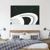 Fun Grey Saturn Planet Rings Green Outerspace Leinwanddruck (Insitu (Schlafzimmer))