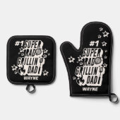 Fun GRILLEN #1 Super Krass Grillin Vater Individue Ofenhandschuh & Topflappen-Set (Vorderseite)