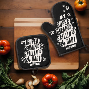 Fun GRILLEN #1 Super Krass Grillin Vater Individue Ofenhandschuh & Topflappen-Set